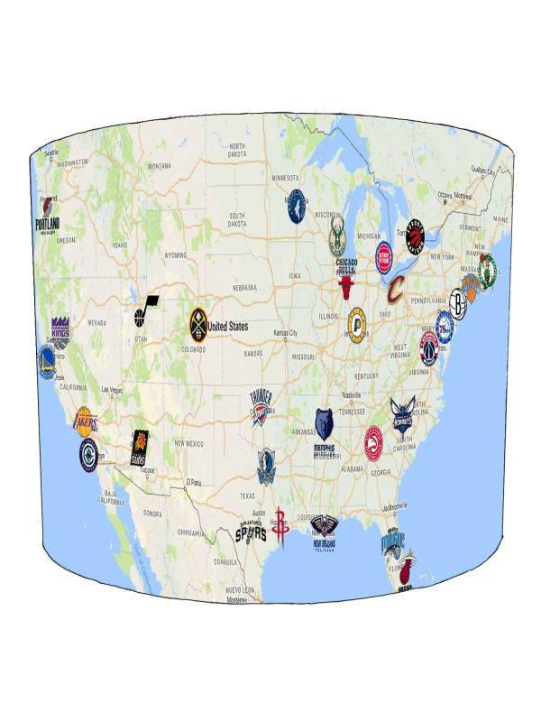 NBA Teams Map Basketball Lampshade NBA Teams Map Basketball Lampshade