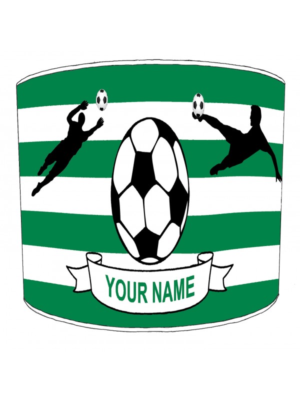 Personalised Green and White Hoops Football Lampshade