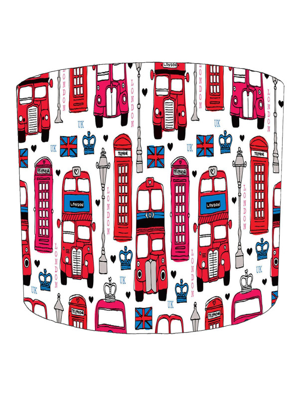 London Red Bus and Phone Box Pattern Lampshade London Red Bus and Phone Box Pattern Lampshade