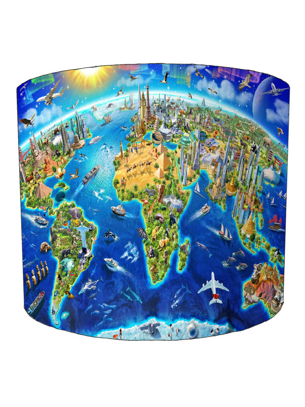 World Landmarks Map Lampshade World Landmarks Map Lampshade