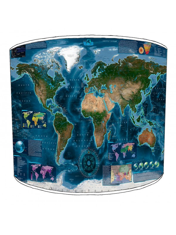 Satelite Infographic World Map Lampshade