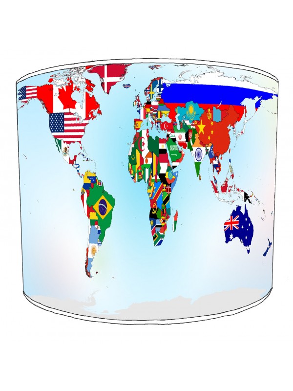 World Flags Map Lampshade