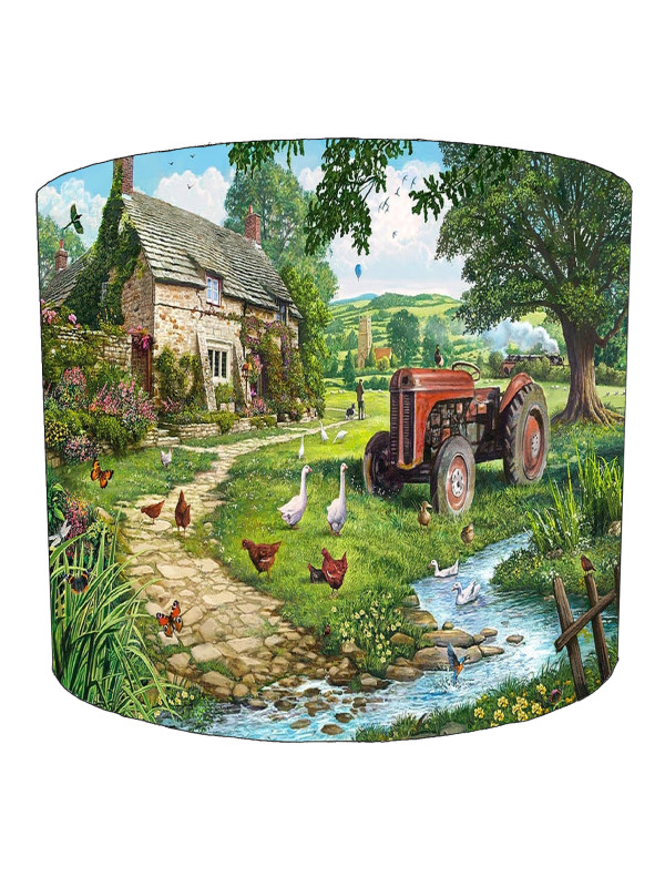 Vintage Red Tractor Farm Yard Lampshade Vintage Red Tractor Farm Yard Lampshade