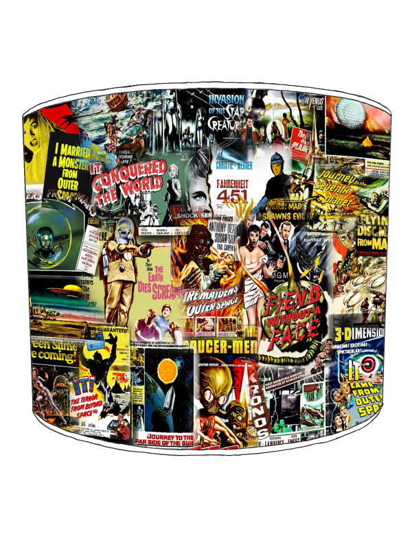 Vintage Horror Films Collage Lampshade3