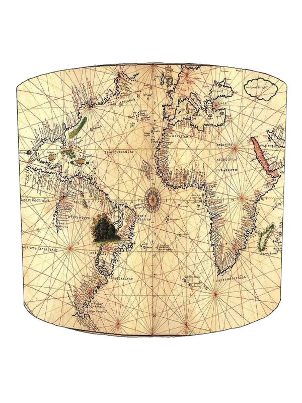 Portolan World Map Nautical Lampshade Portolan World Map Nautical Lampshade